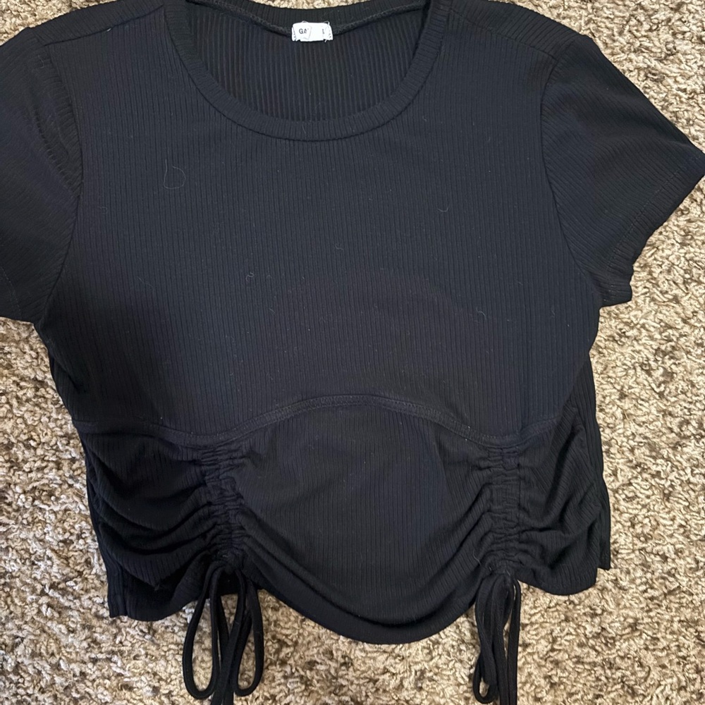 Garage Black Drawstring Crop Top